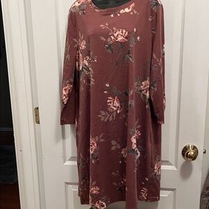 Apt. 9 Floral Long Sleeve Dress in Mauve